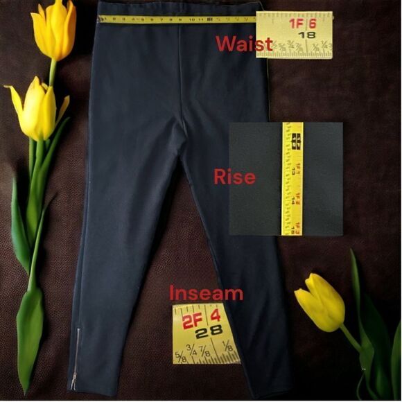 Gold-Zip Decor l Black Pants l Elastic Waistband l L l EUC - Picture 3 of 5